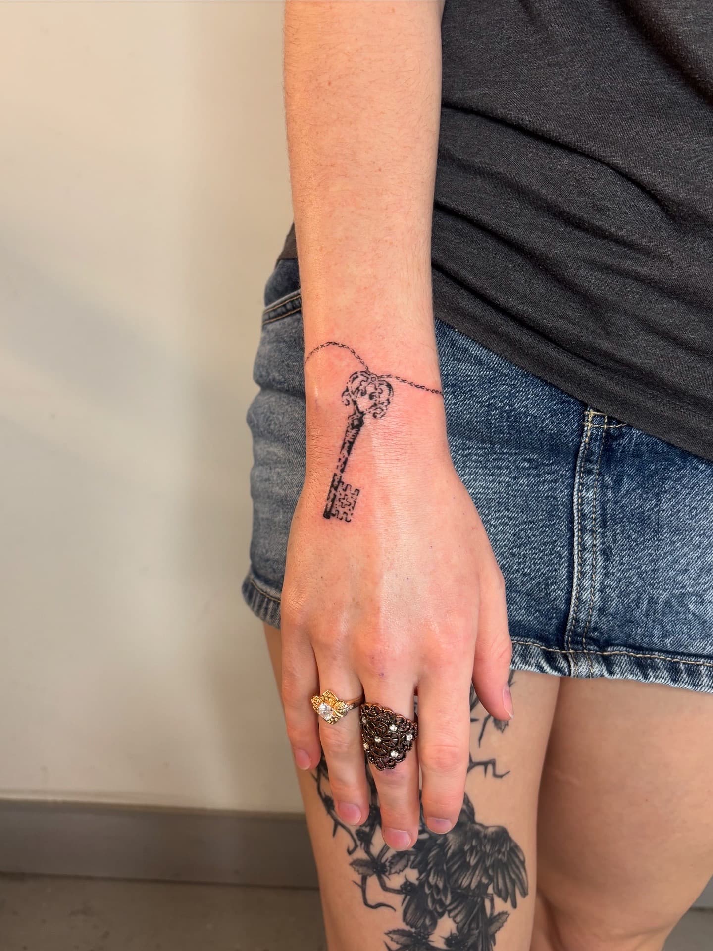 Blackwork key tattoo