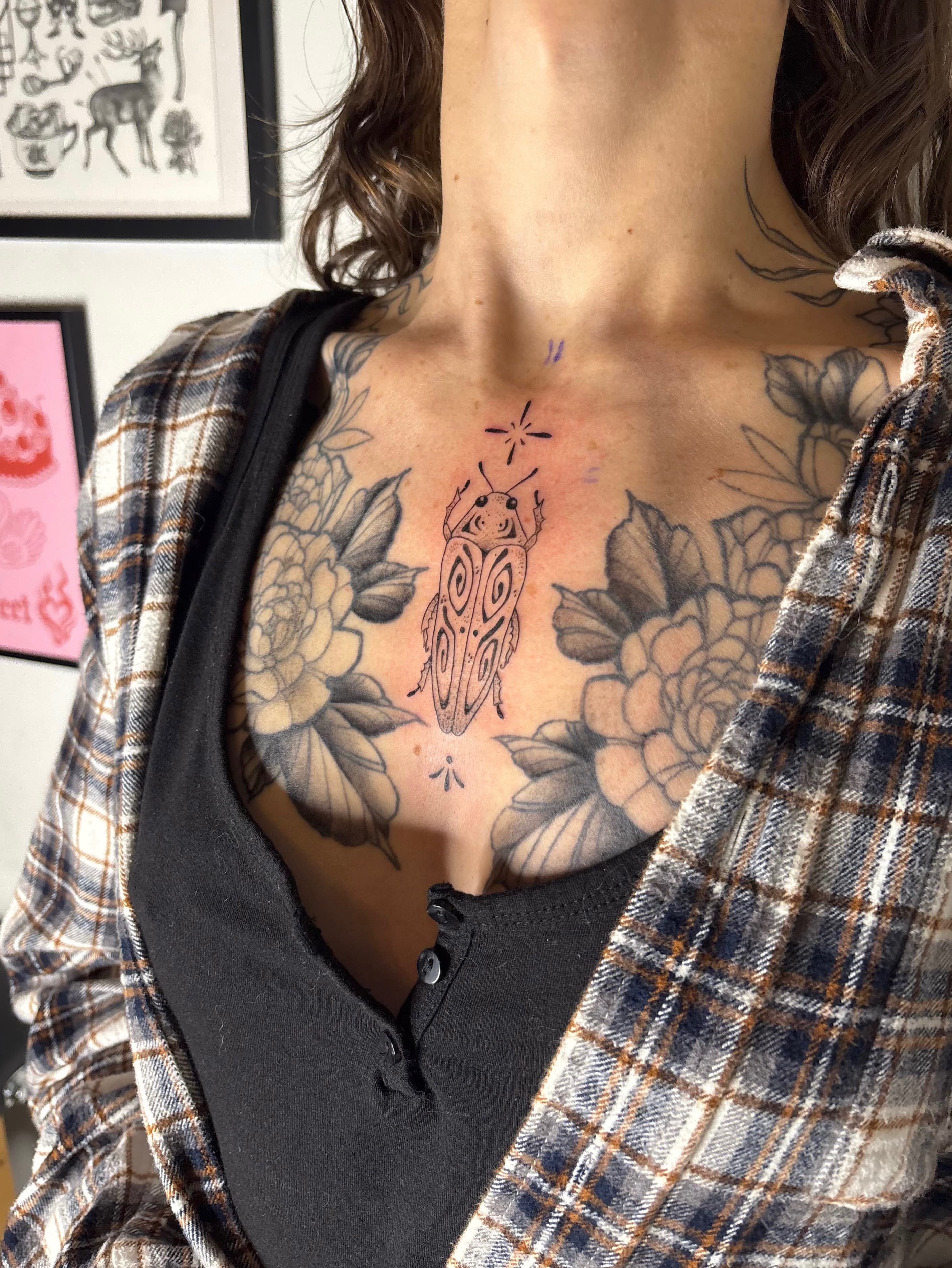 Chest beetle tattoo